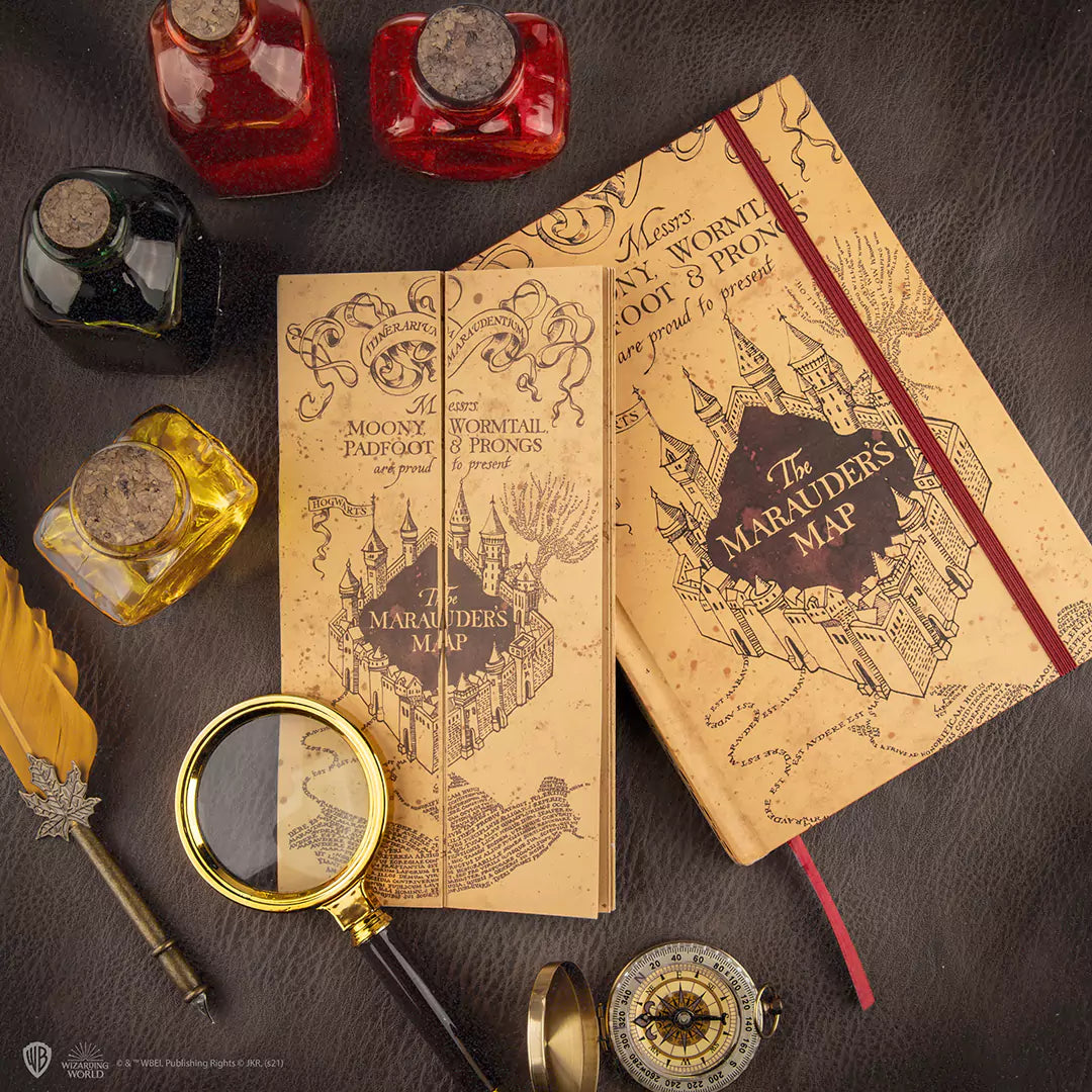 Quaderno e mini replica della mappa del malandrino