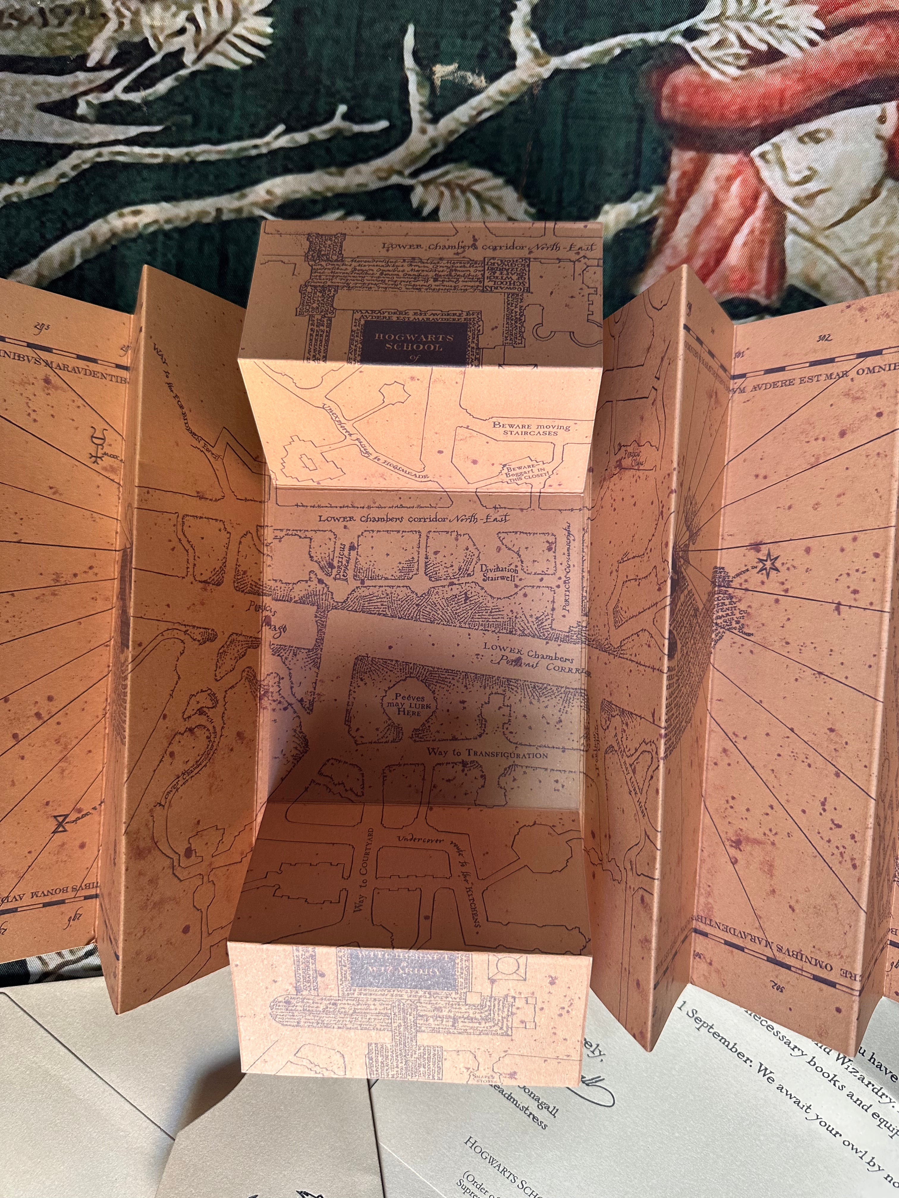 Replica Lettera ammissione ad Hogwarts, Biglietto Hogwarts Express & Mappa del Malandrino in scala 1:2