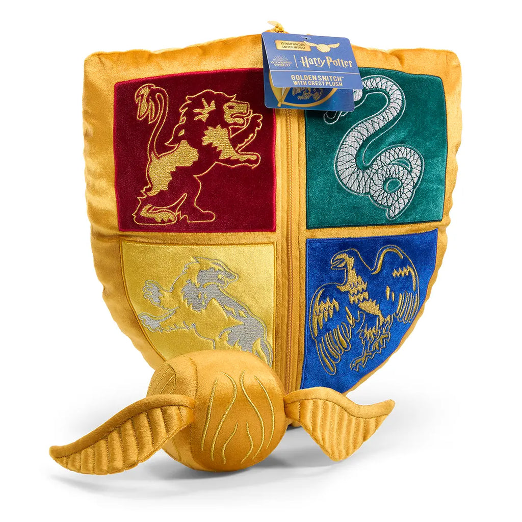 Cuscino Stemma di Hogwarts e peluche Boccino d’Oro